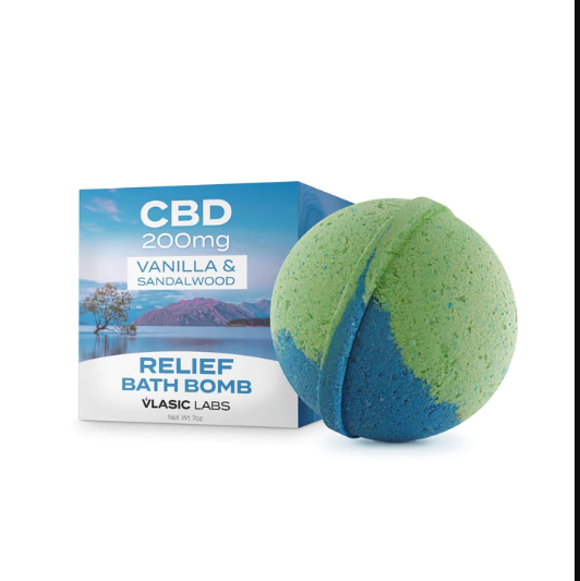 Photograph of product: Vanilla Sandalwood Relief Bath Bomb 200mg CBD by Vlasic Labs