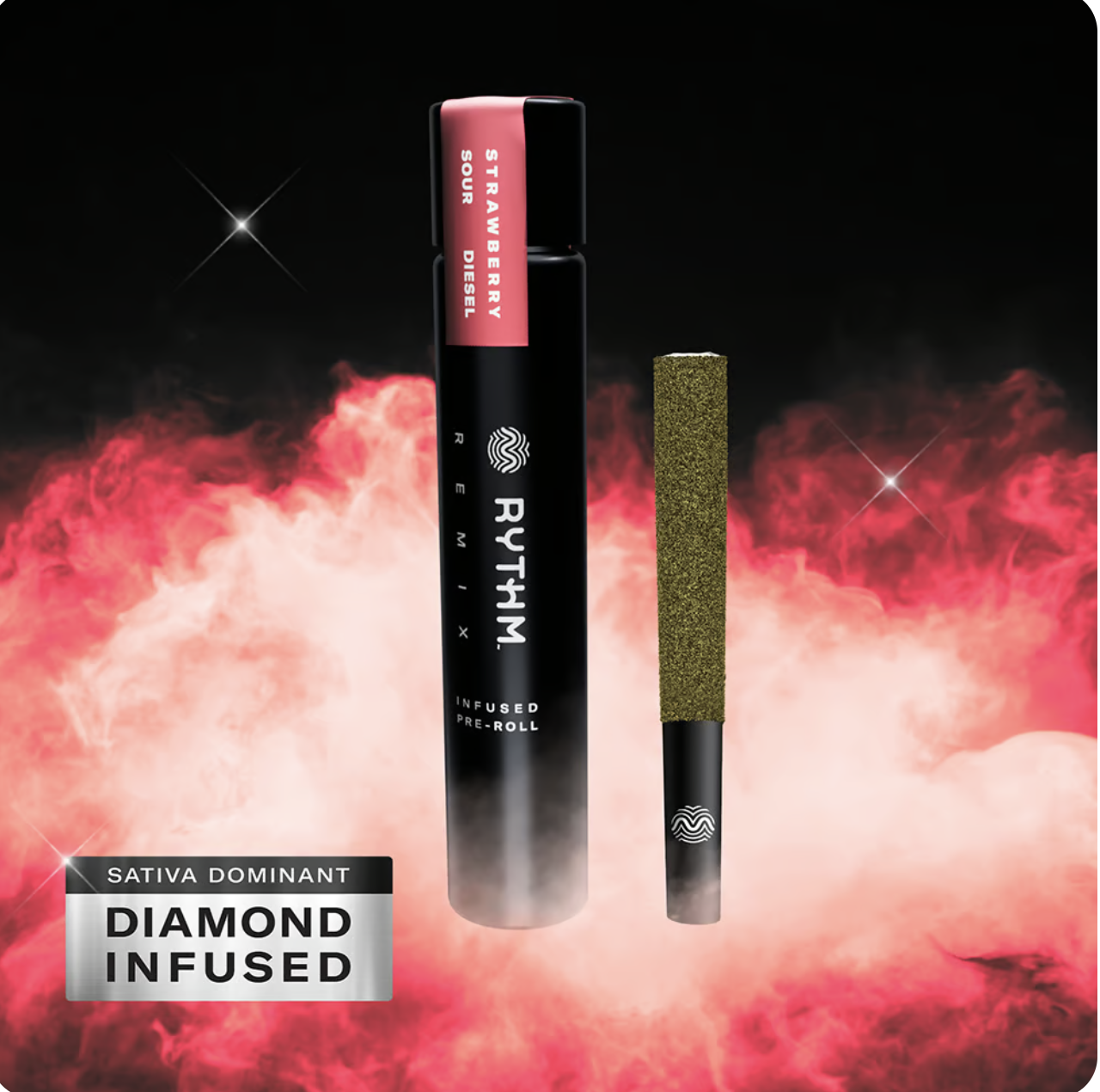 Photograph of product: Strawberry Sour Diesel - Infused Pre Roll - Rythm Remix