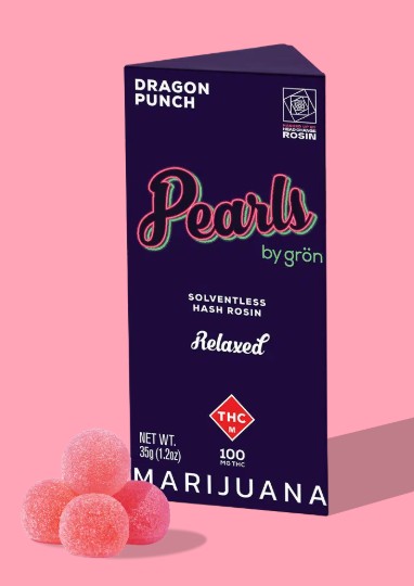 Photograph of product: Gron Pearls | Dragon Punch | Oui'd | 10mg TH-oui  au chocolat Rosin Infused