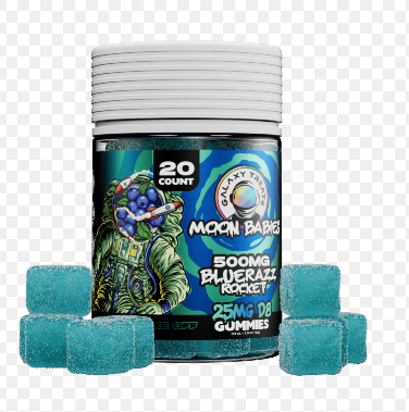 Photograph of product: GALAXY TREATS  Moon Babies 20ct 2500mg D8 Gummies- BlueRazz Rocket