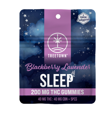 Photograph of product: 1:1 Sleep | Blackberry Lavender | 40mg TH-oui x 40mg CBN | 5pk | TreeTown