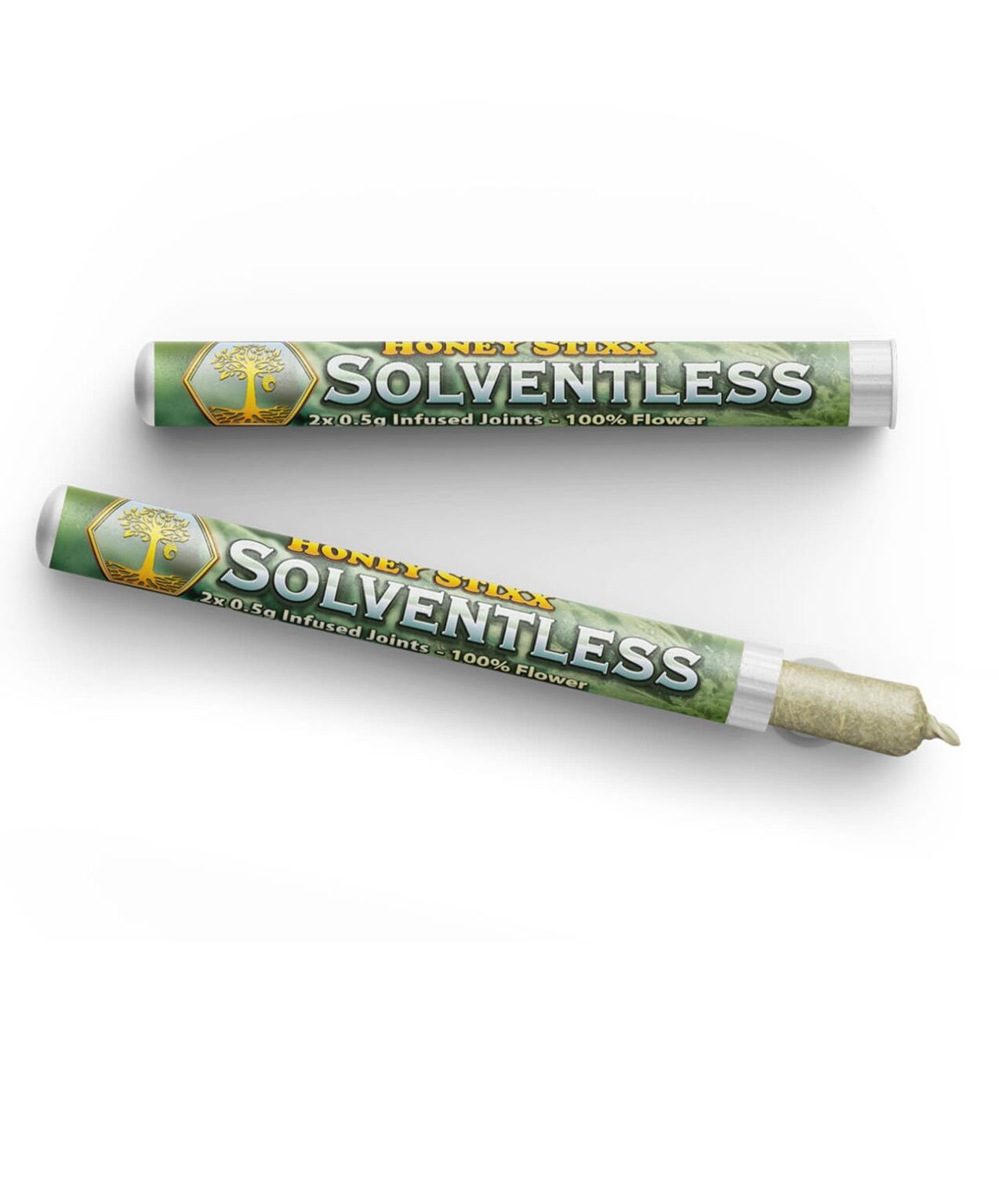 Photograph of product: Bodhi High - Honey Stixx Dark Rainbows x Blackberry Solventless Inf Preroll 2pk