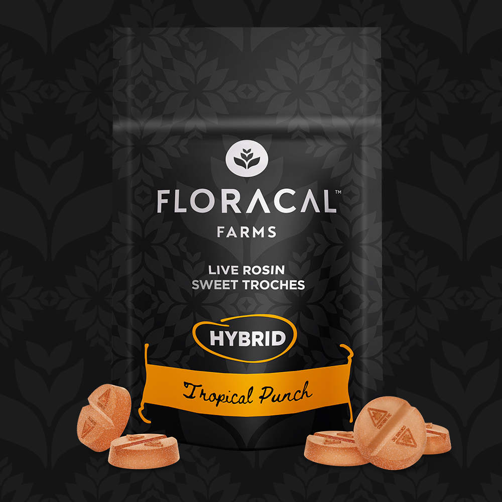 Photograph of product: Tropical Blend | 10mg Live Rosin Troche | 10pk