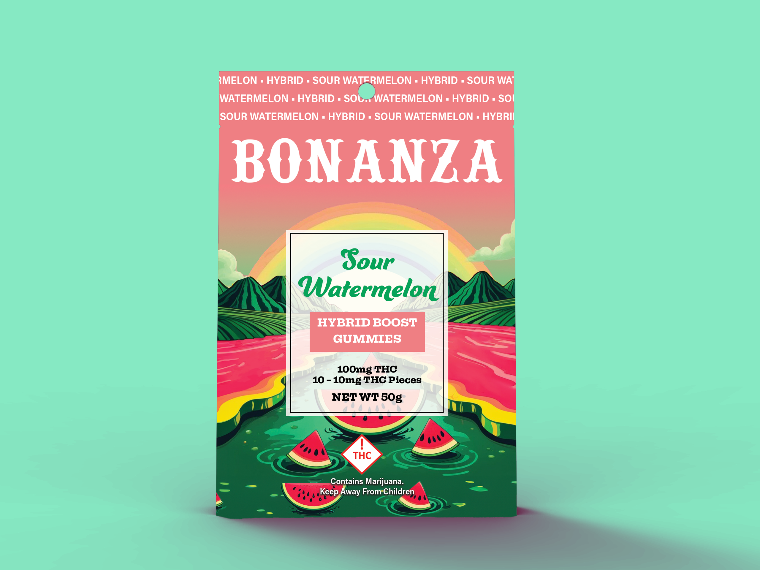 Photograph of product: Bonanza (H) Sour Watermelon Gummies 100mg