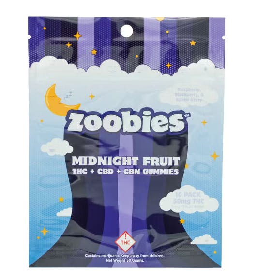 Photograph of product: Midnight Sweet Fruit - Gummies 10pk TH-oui + CBD + CBN (5mg TH-oui/ CBD/ CBN each)