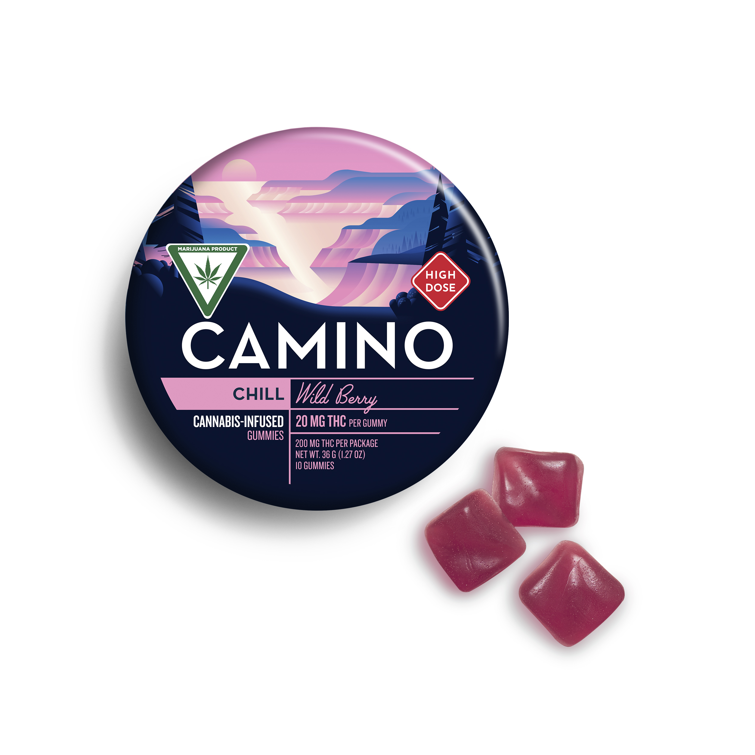 Photograph of Product: Camino 'Chill' Wild Berry High Dose Gummies [10pk] (200mg THC)
