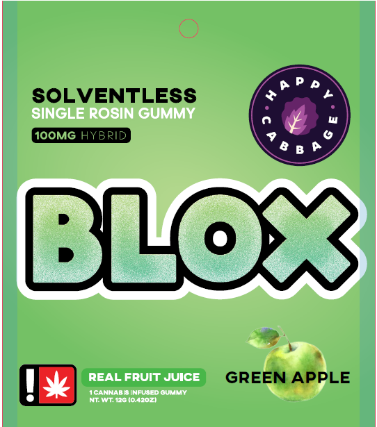 Photograph of product: Happy Cabbage | BLOX Gummy | Green Apple