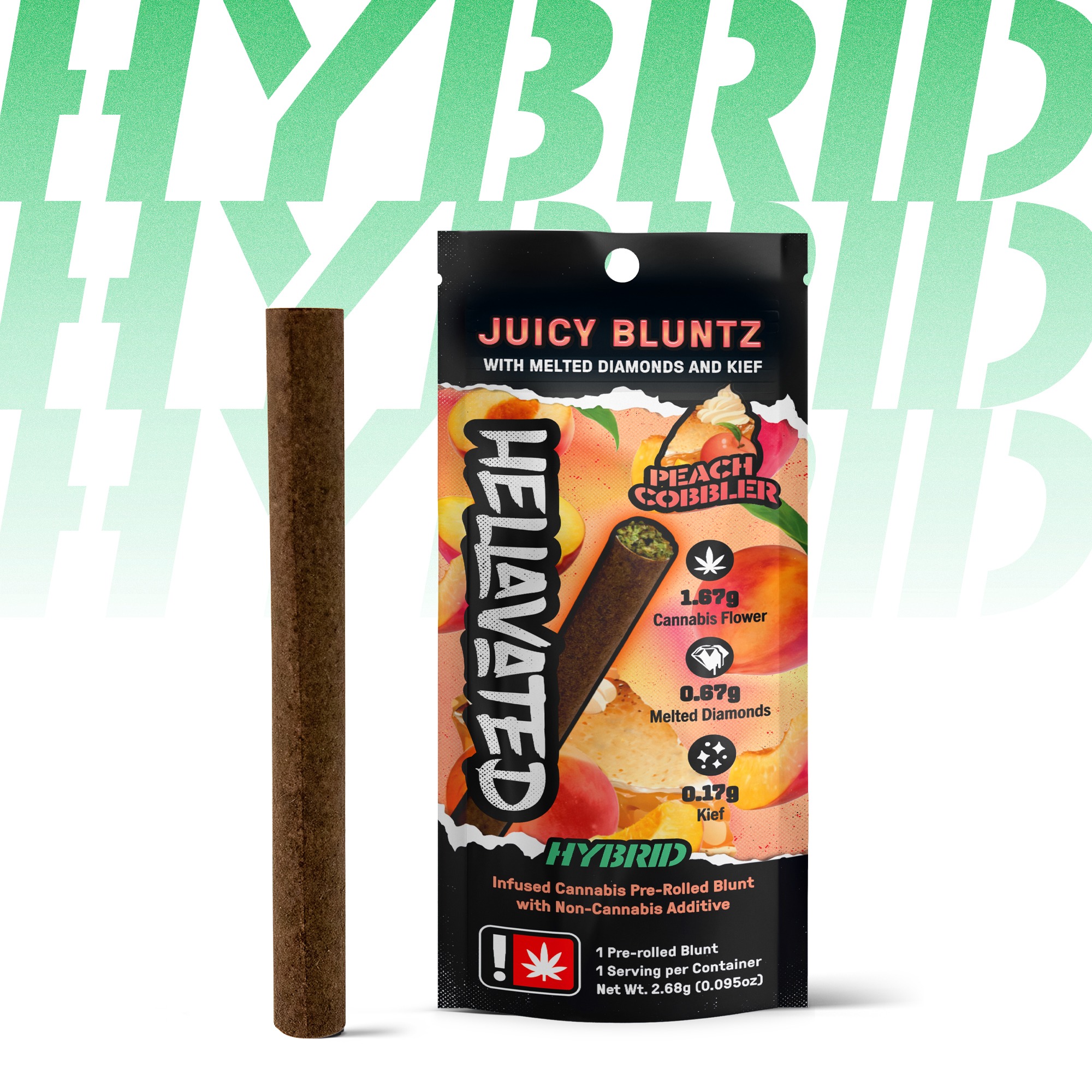 Photograph of product: Hellavated > Infused Bluntz 2.68g > Peach Cobbler