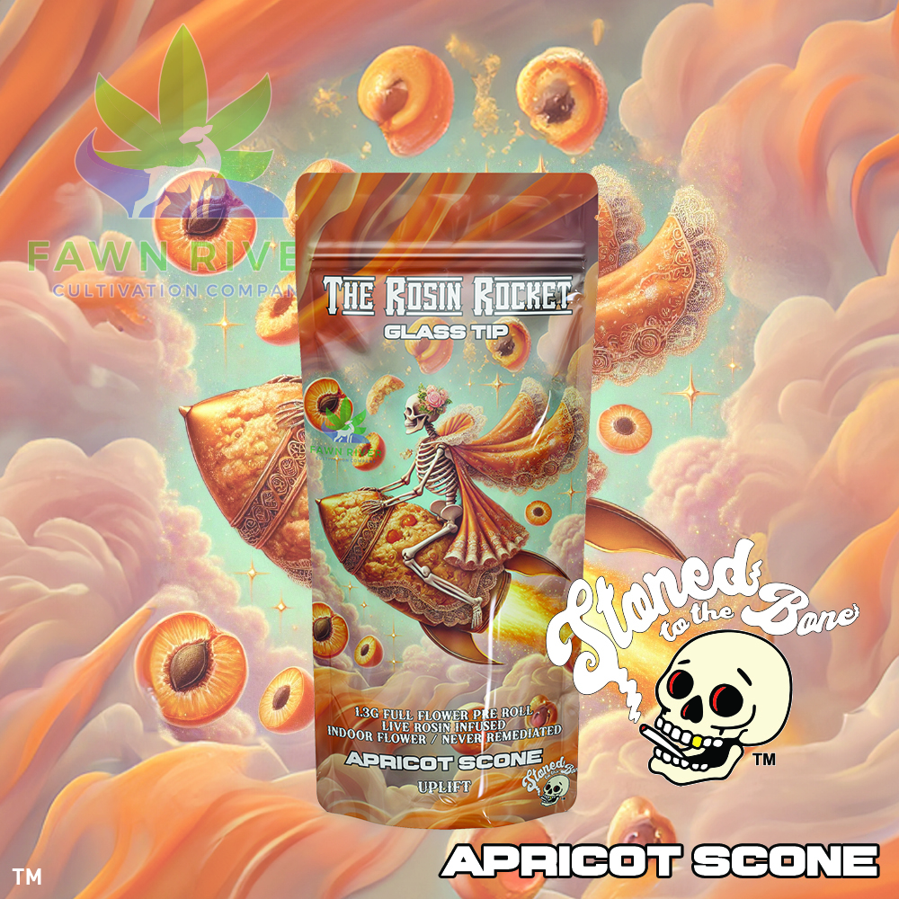 Photograph of Product: Stoned to the Bone - Rosin Rocket Pre-roll 1.3g - Apricot Scone - Uplift