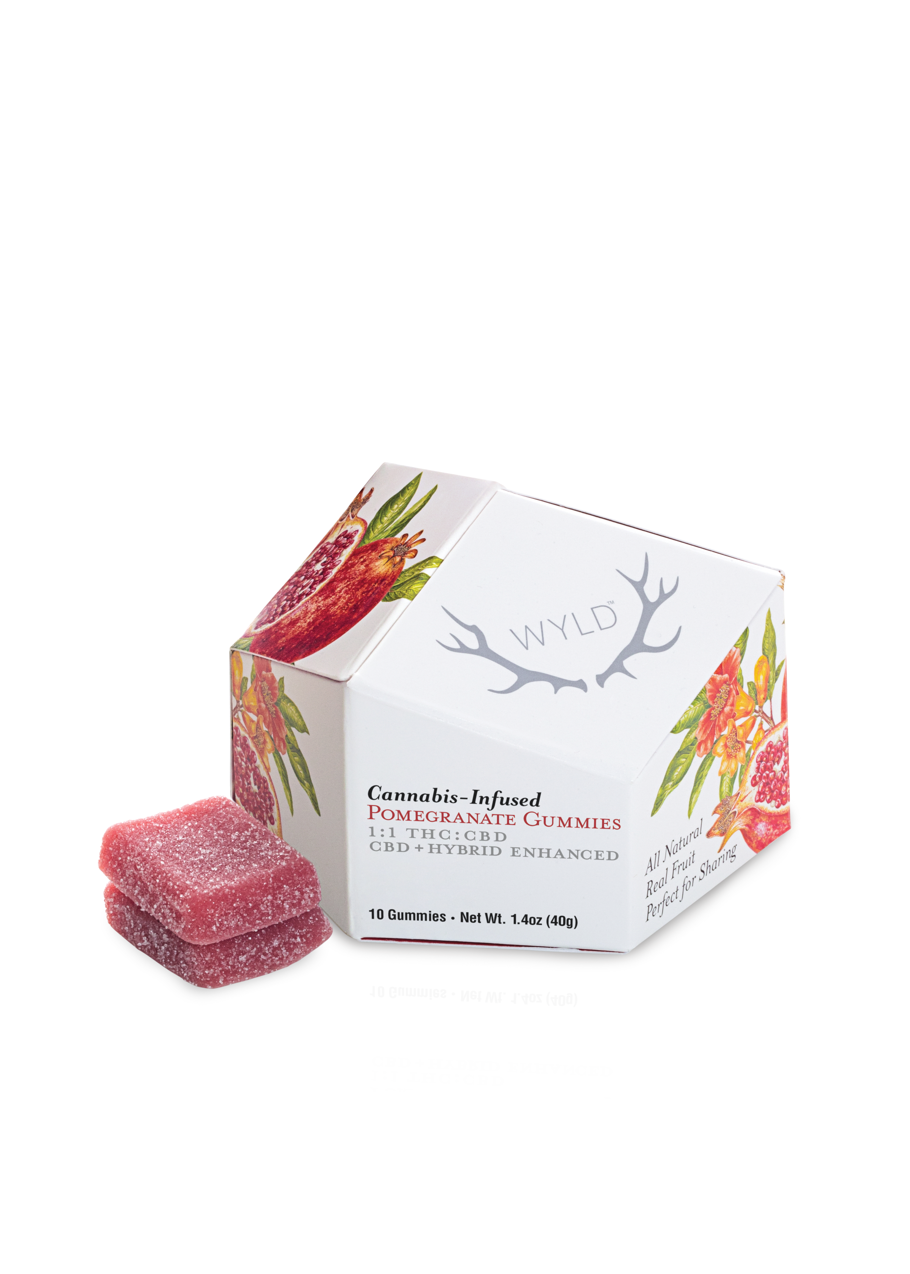 Photograph of product: Wyld | 100mg TH-oui / 100mg CBD Gummy | Pomegranate (Hybrid)