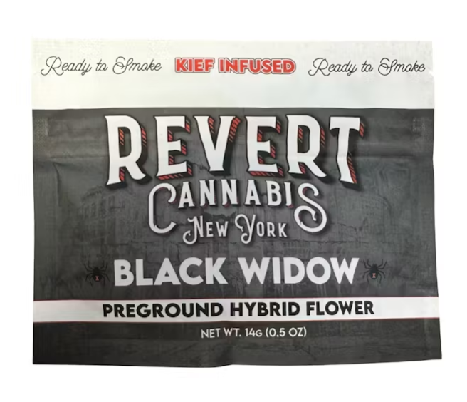 Photograph of product: Revert | Black Widow Kief Infused Ground Flower - 14g