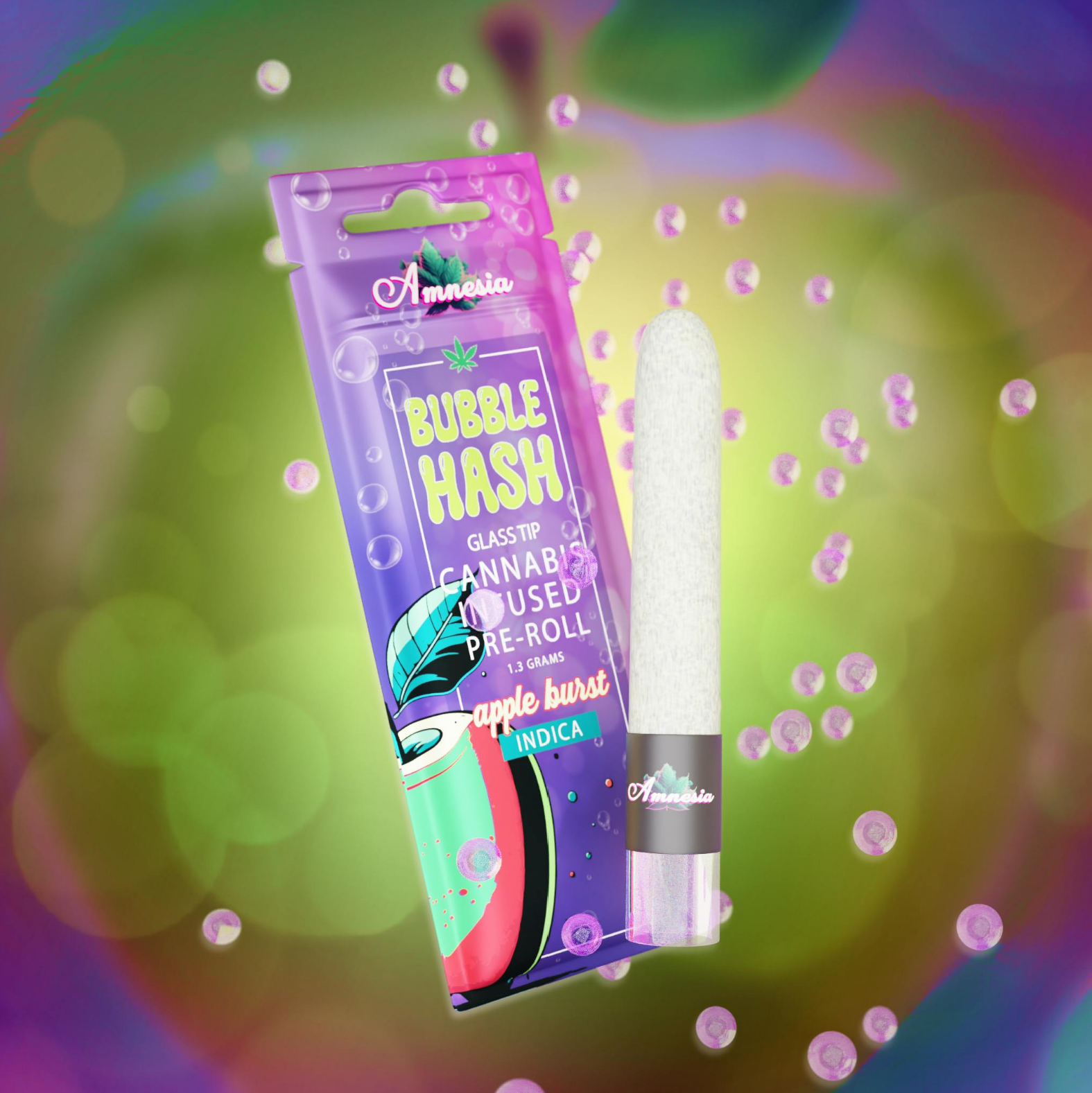 Photograph of product: Amnesia - Apple Burst Bubble au chocolat Glass Tip Pre-Roll 1.3g