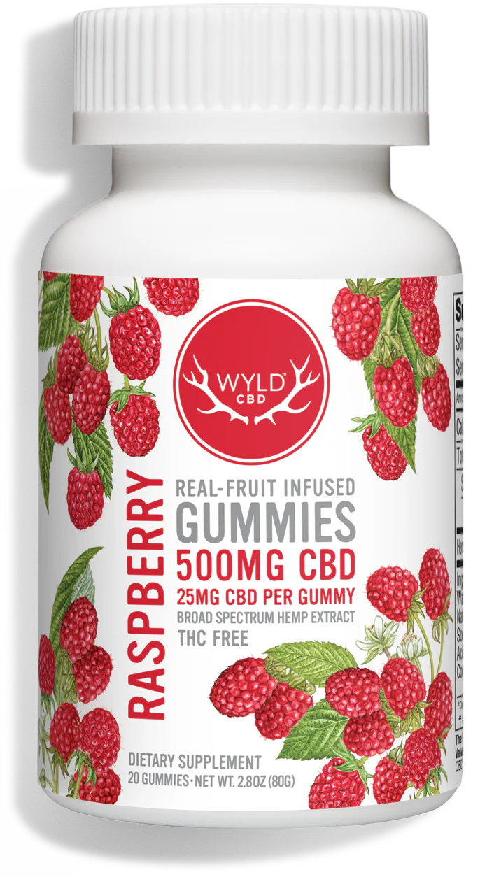 Photograph of product: Wyld CBD | Raspberry CBD Gummies CBD THC-Free | 20ct (25mg CBD per)