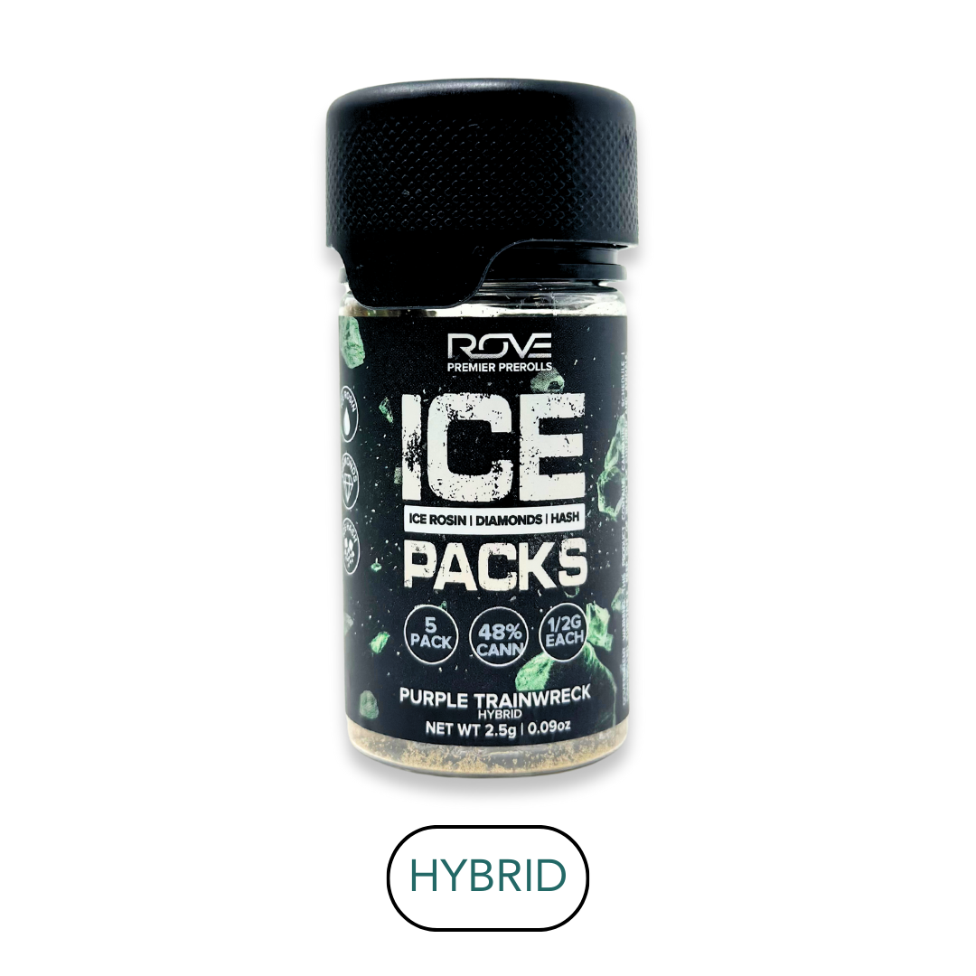 Photograph of product: Rove - Ice Packs - Purple Trainwreck H - Infused Preroll Pack - 5pk - 2.5g