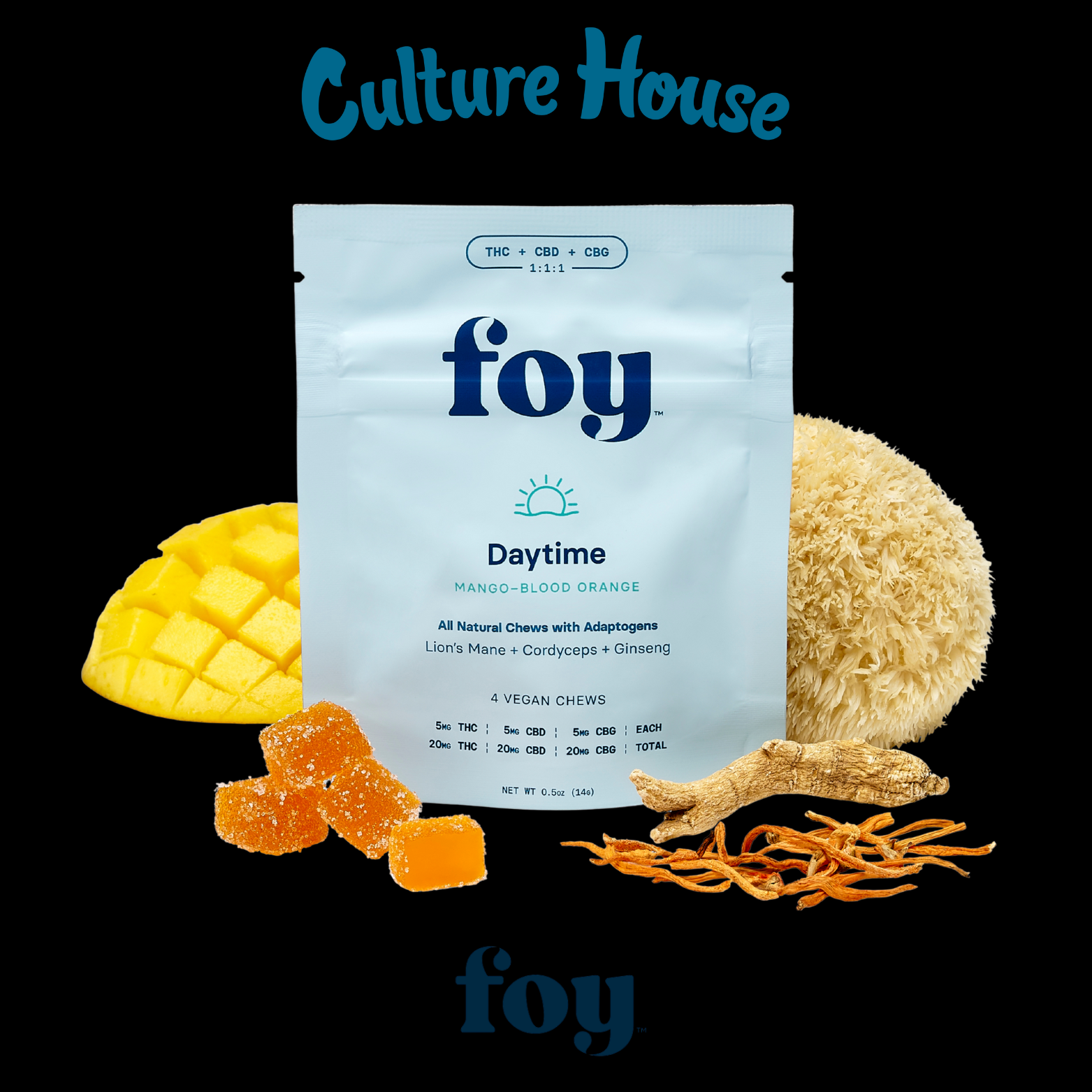Photograph of product: Foy | Mango x Blood Orange | Daytime | 1:1:1 TH-oui:CBD:CBG | 20mg