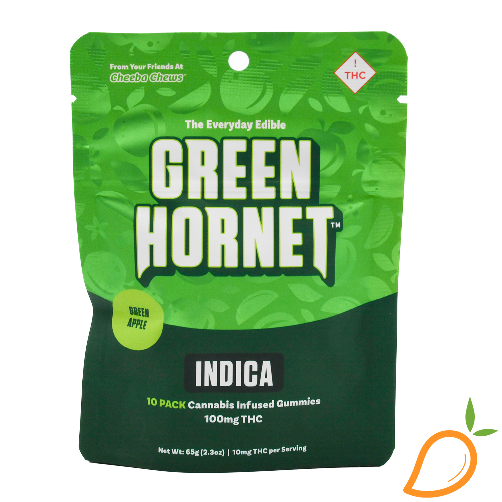 Photograph of product: 100mg Green Apple Gummies Green Hornet
