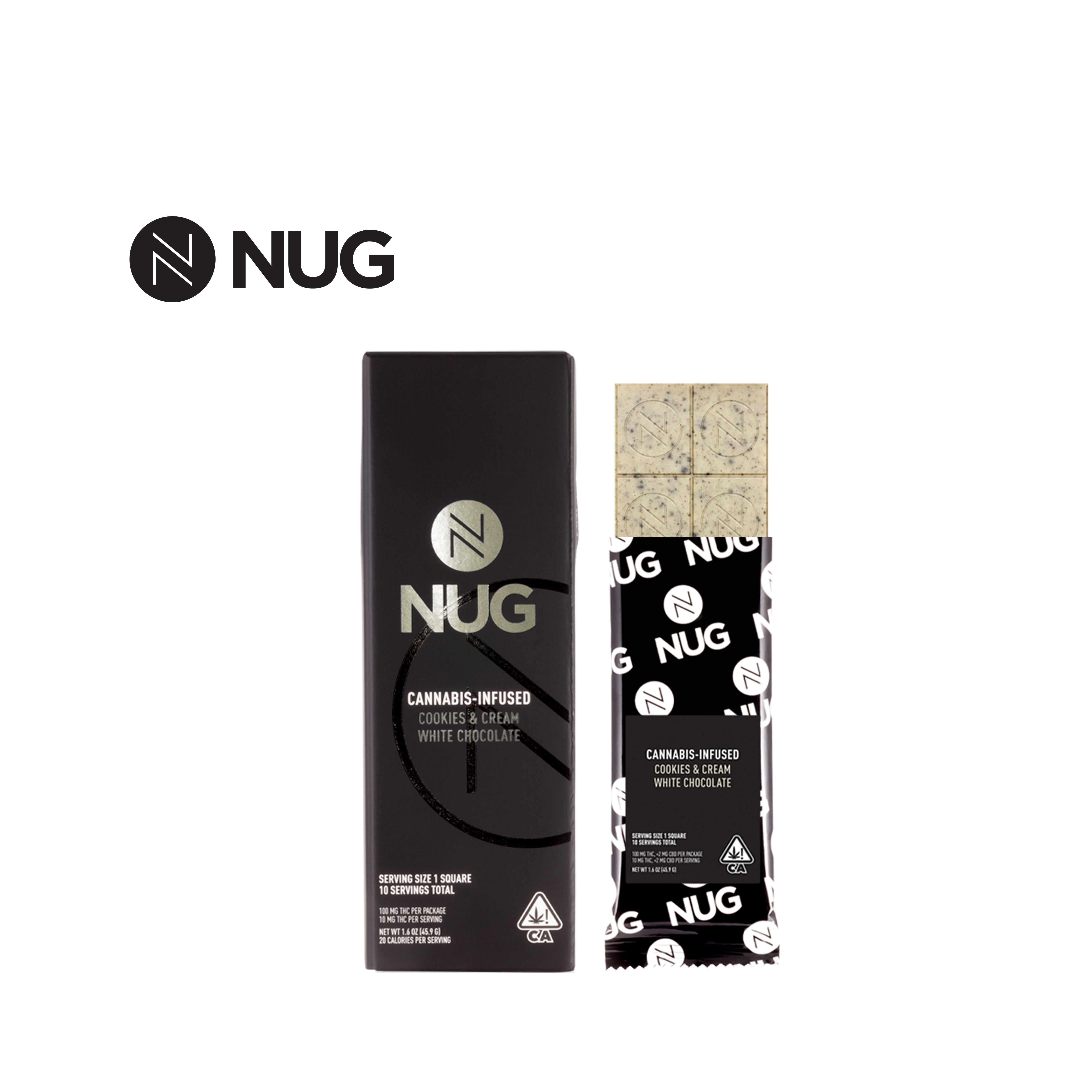 Photograph of product: COOKIES AND CREAM WHITE CHOCOLATE 100MG BAR