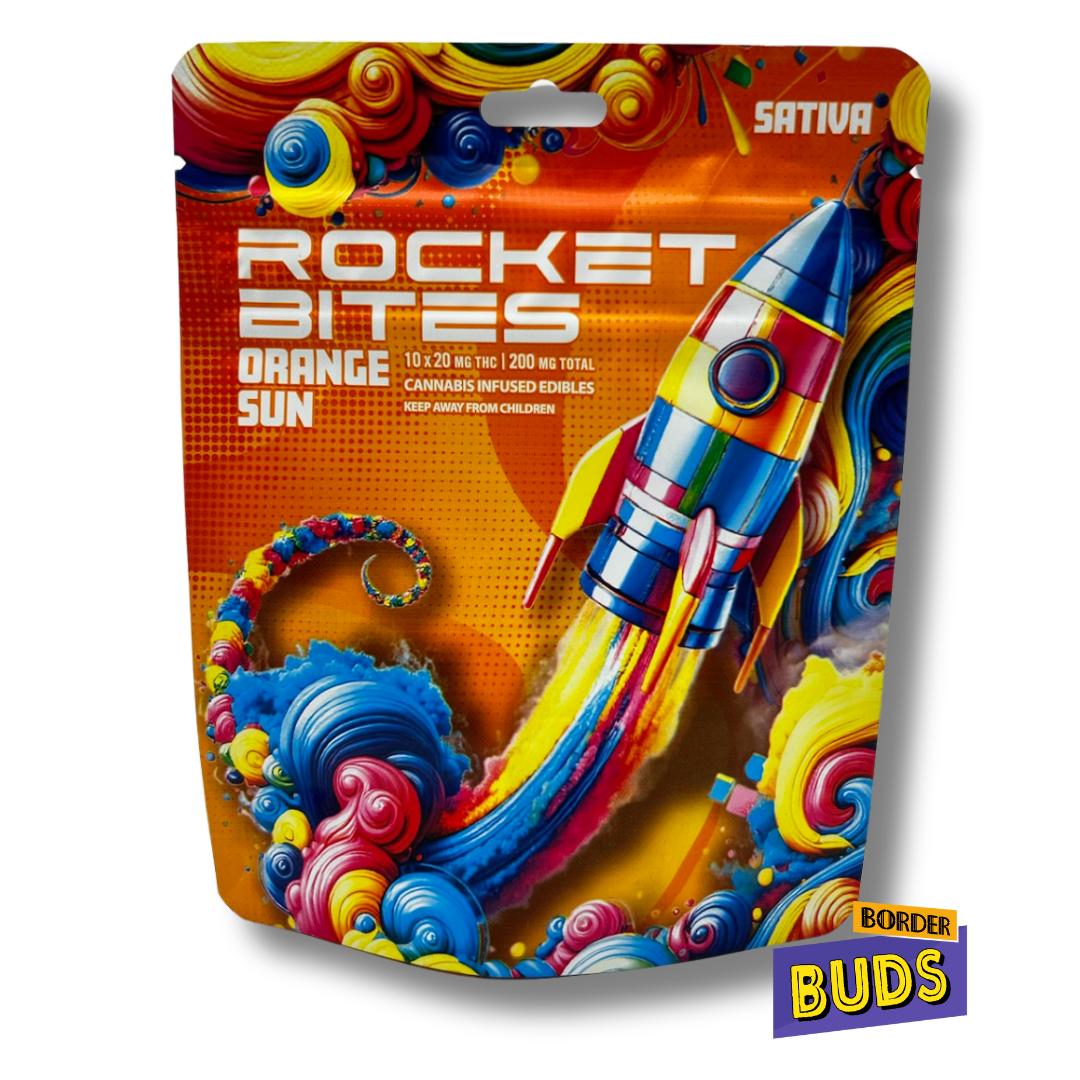 Photograph of product: Orange Sun | Rocket Bites | 200mg | Gummies