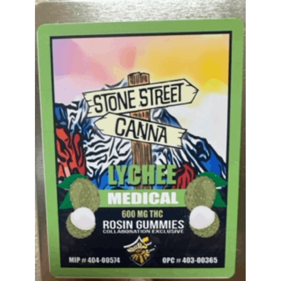 Photograph of product: Stone Street Canna: Rosin Gummies 600mg Lychee
