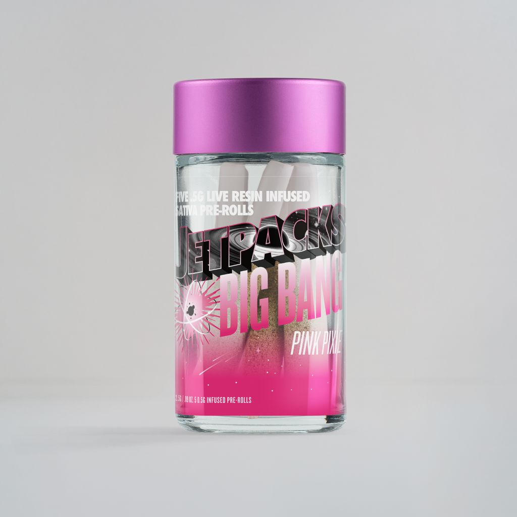 Photograph of product: Jetpacks - Infused Pre-Roll Pack - Big Bang Pink Pixie (S) - 5 x