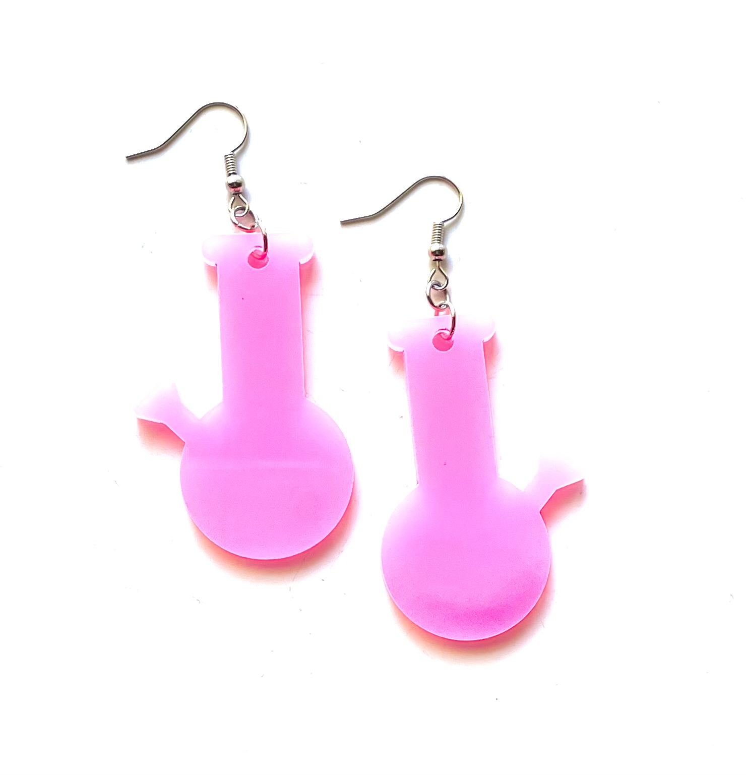Photograph of Product: Pink Big Bong Glow in the Dark Dangle Earrings