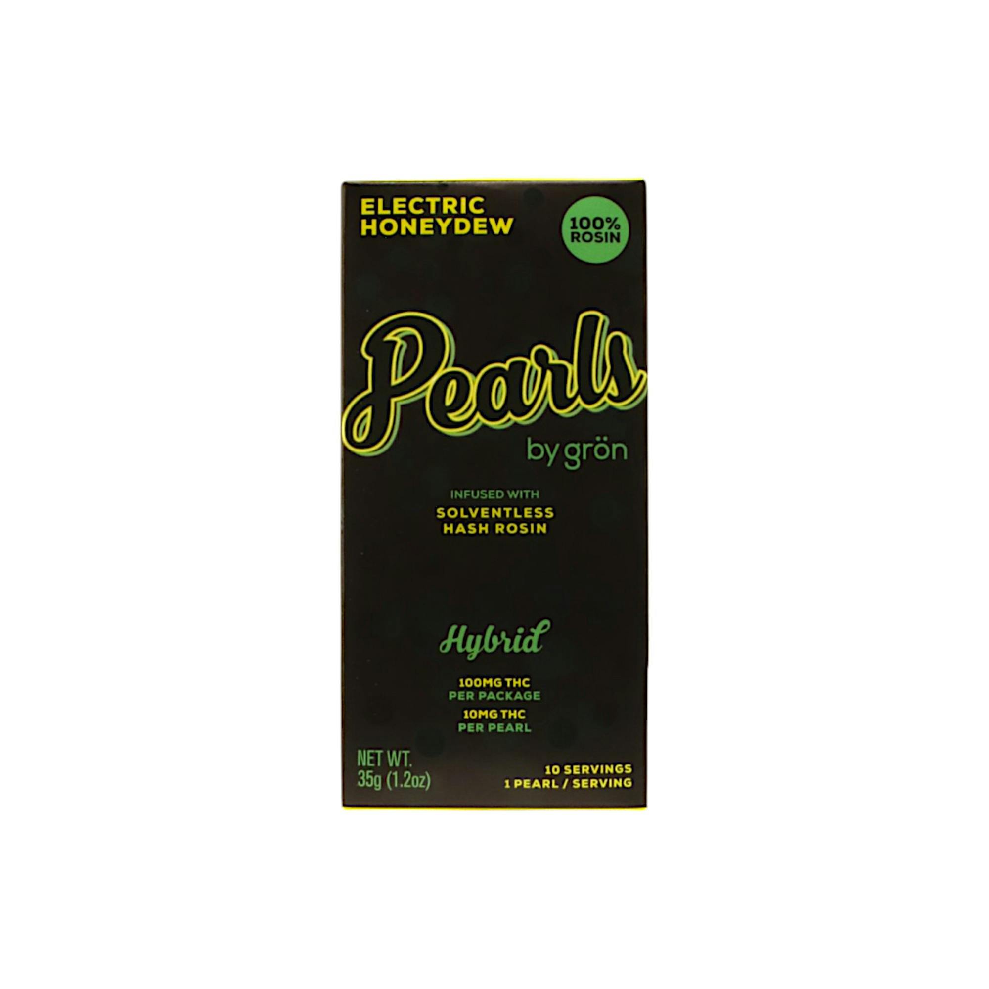 Photograph of product: GRON | PEARLS | SOLVENTLES au chocolat ROSIN GUMMIES | ELECTRIC HONEYDEW | 100MG