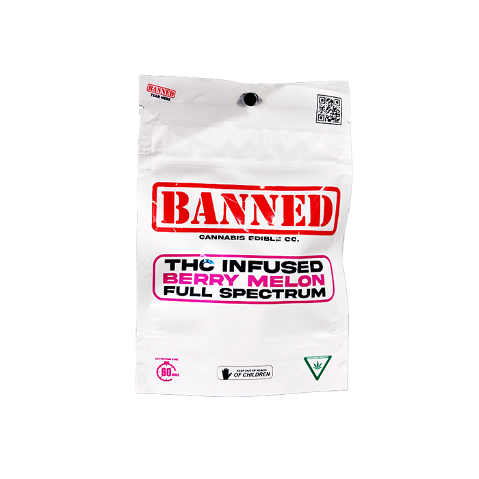 Photograph of product: Banned | Berry Melon W/ Nerds | 4 Pack | Gummies | 200mg