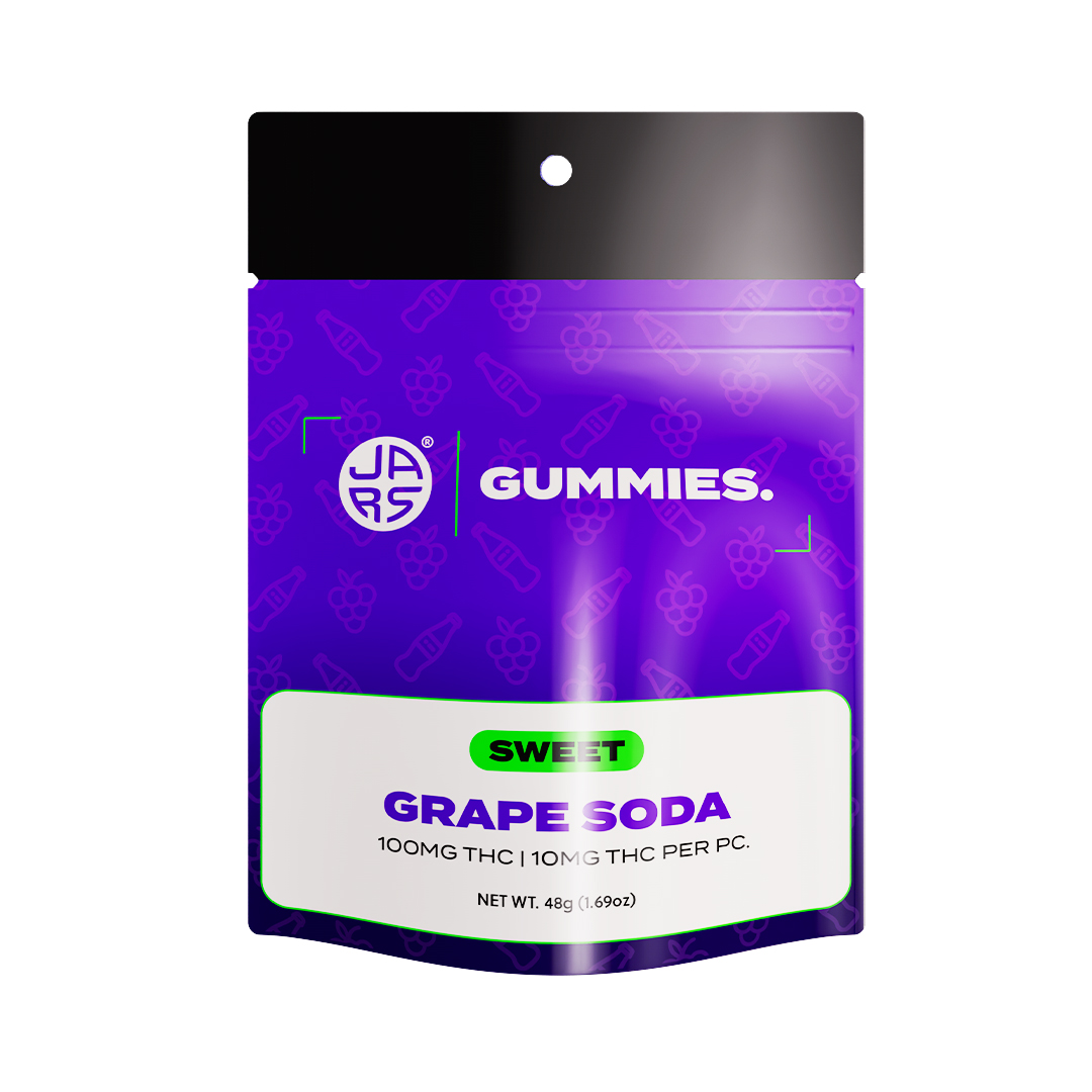 Photograph of product: JARS Oui'd Sweet Grape Soda Gummies 100 MG [10pk]