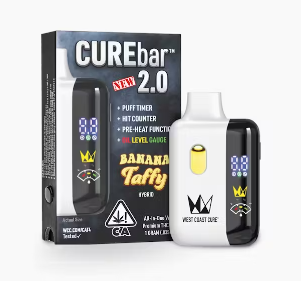 Photograph of product: West Coast Cure Banana Taffy Hybrid CUREbar 2.0 AIO 1g