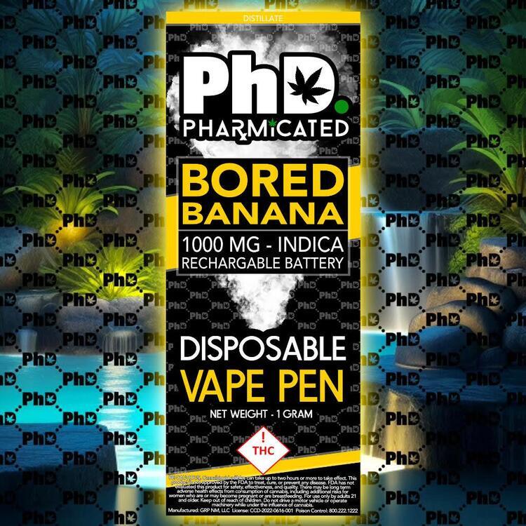 Photograph of product: PhD - Bored Banana Distillate Disposable Vape