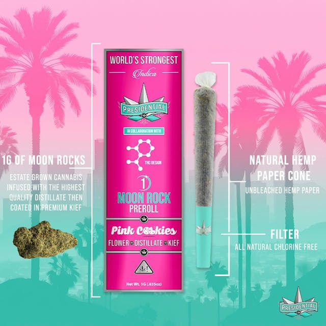 Photograph of product: MoonRock x TH-ouiDesign Preroll |  Pink Cookies - 1g - Presidential - 