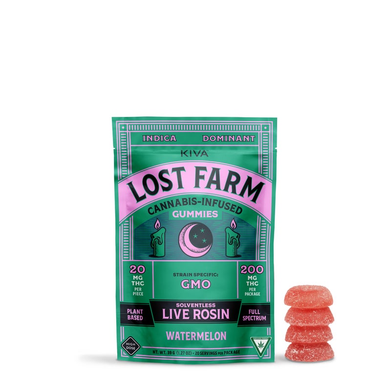 Photograph of product: Watermelon X Garlic Mints Solventless Gummies (200mg TH-oui, 10 Pack)