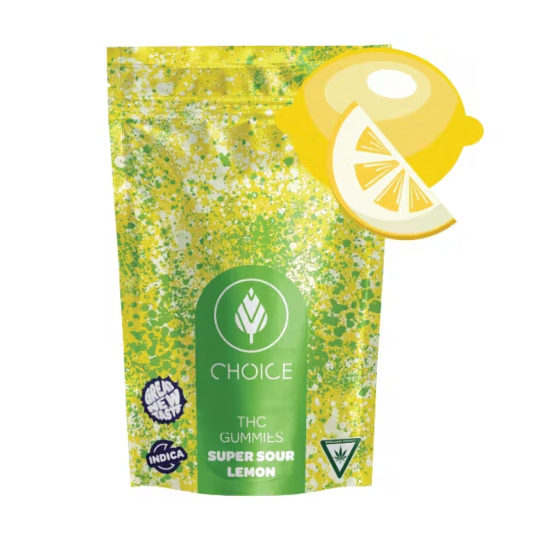 Photograph of product: Choice Chews - Super Sour Lemon - Gummies - 100mg - Oui'd