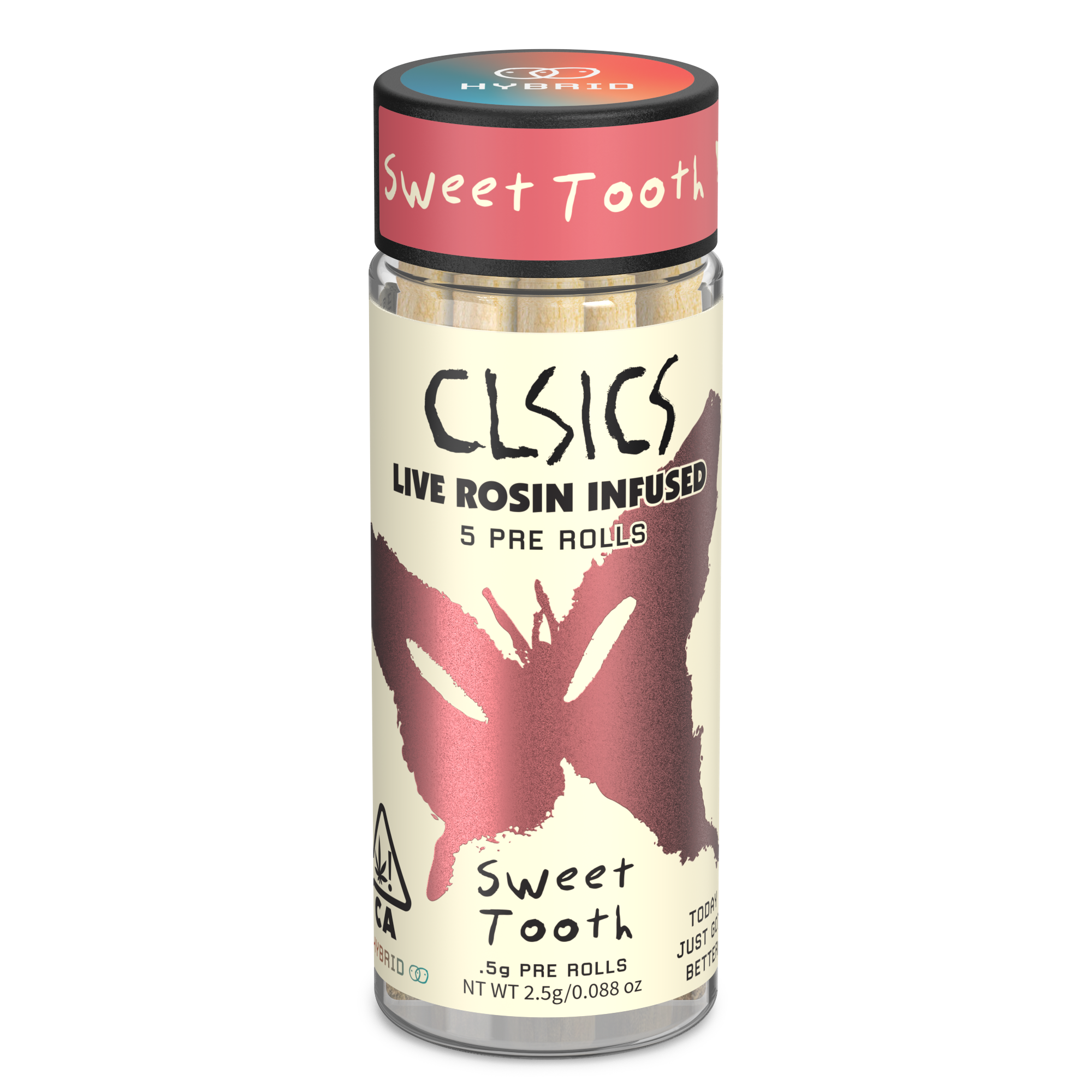 Photograph of product: CLSICS - Strawberry Sweet Tooth (Hybrid) 5pk Rosin Infused Preroll