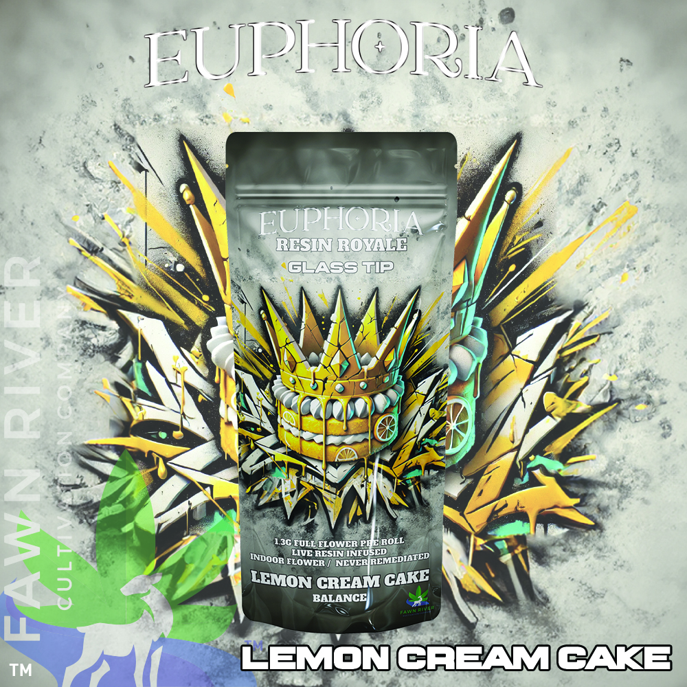 Photograph of product: Euphoria - Live Resin Royale Pre-roll 1.3g - Lemon Cream Cake - Balance