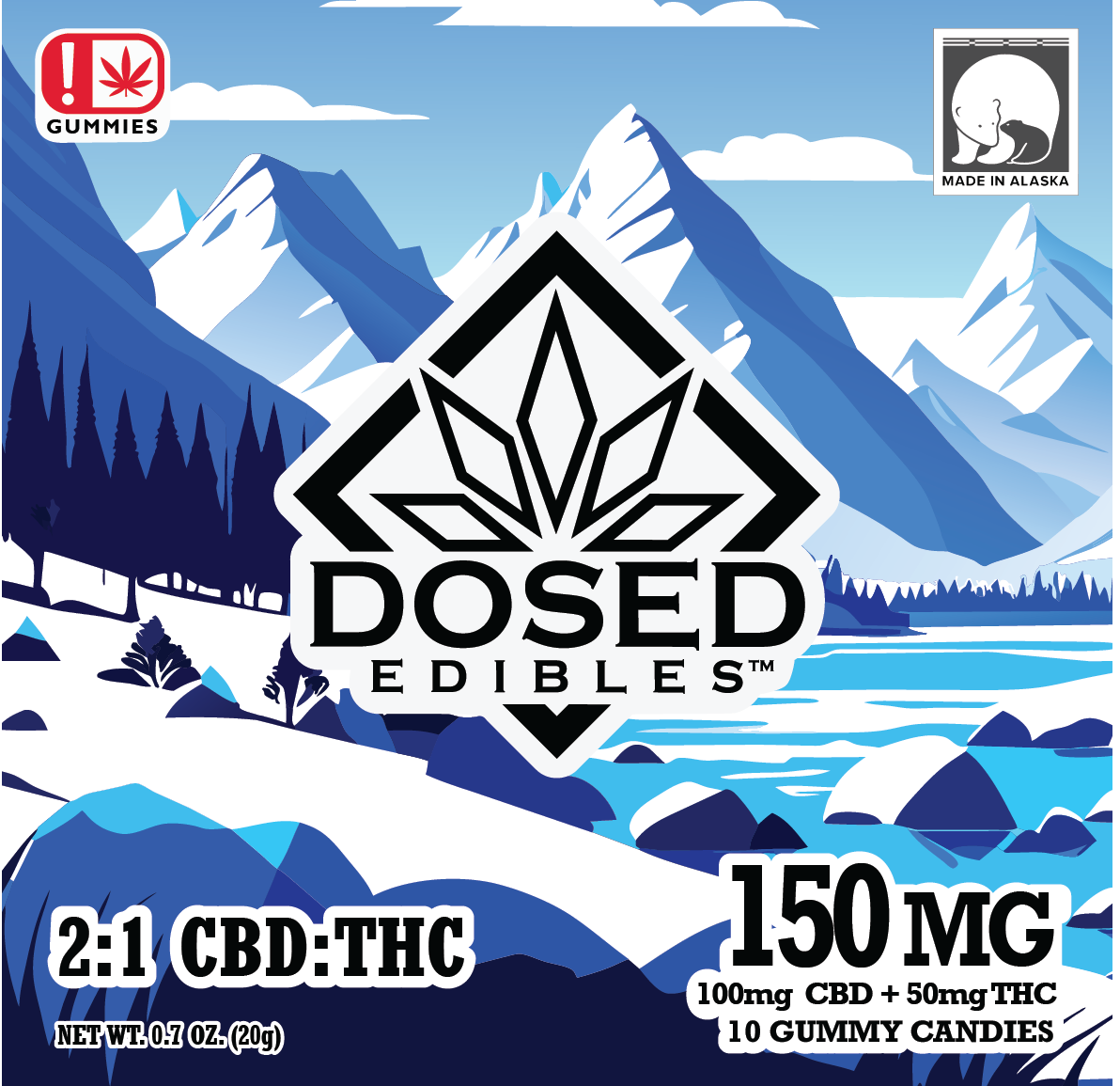 Photograph of product: Dosed | 2:1 CBD:TH-oui | 150 mg | 10 pk