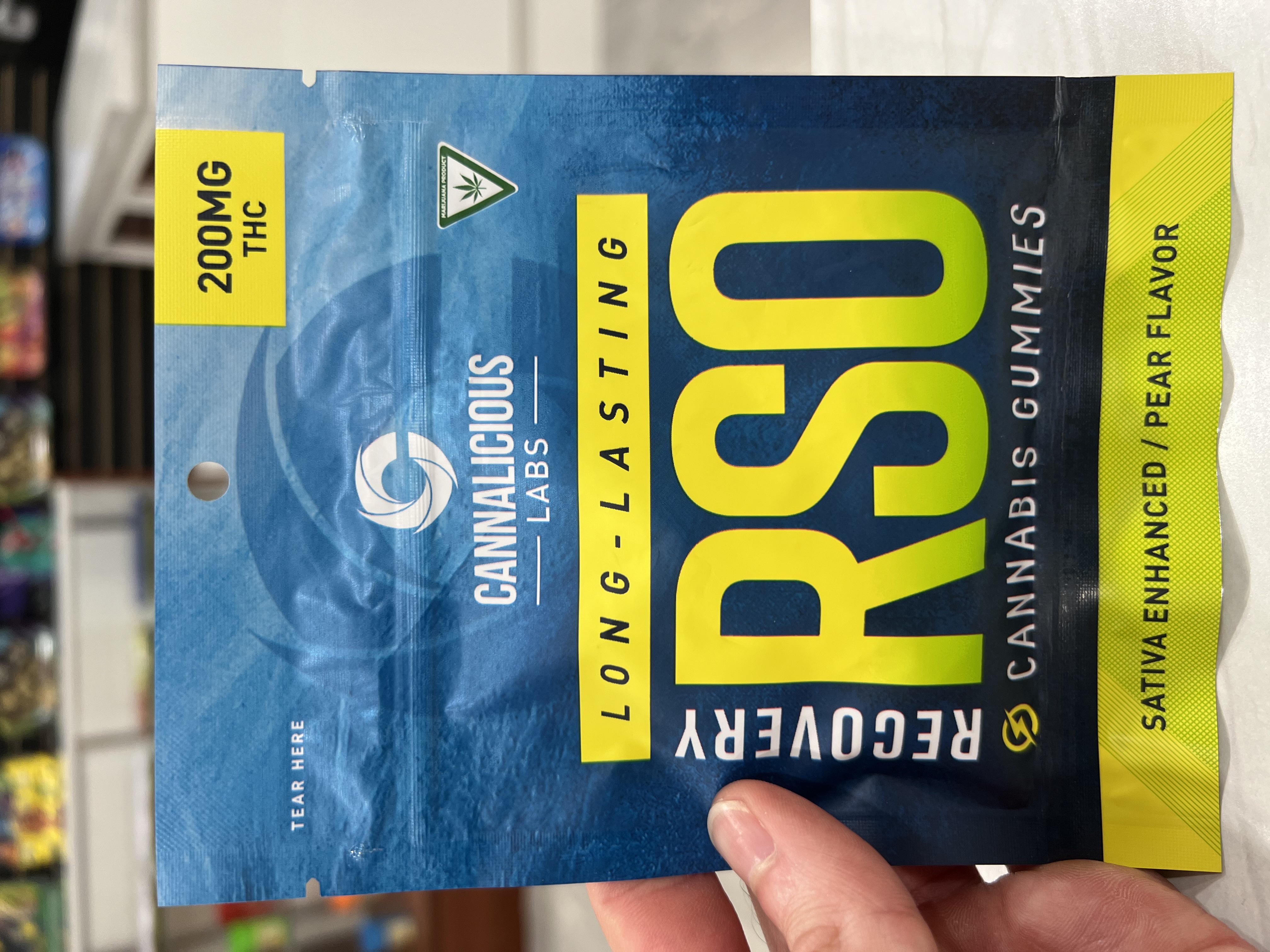 Photograph of product: Cannalicious Labs RSO Gummy Recovery Pear 200mg