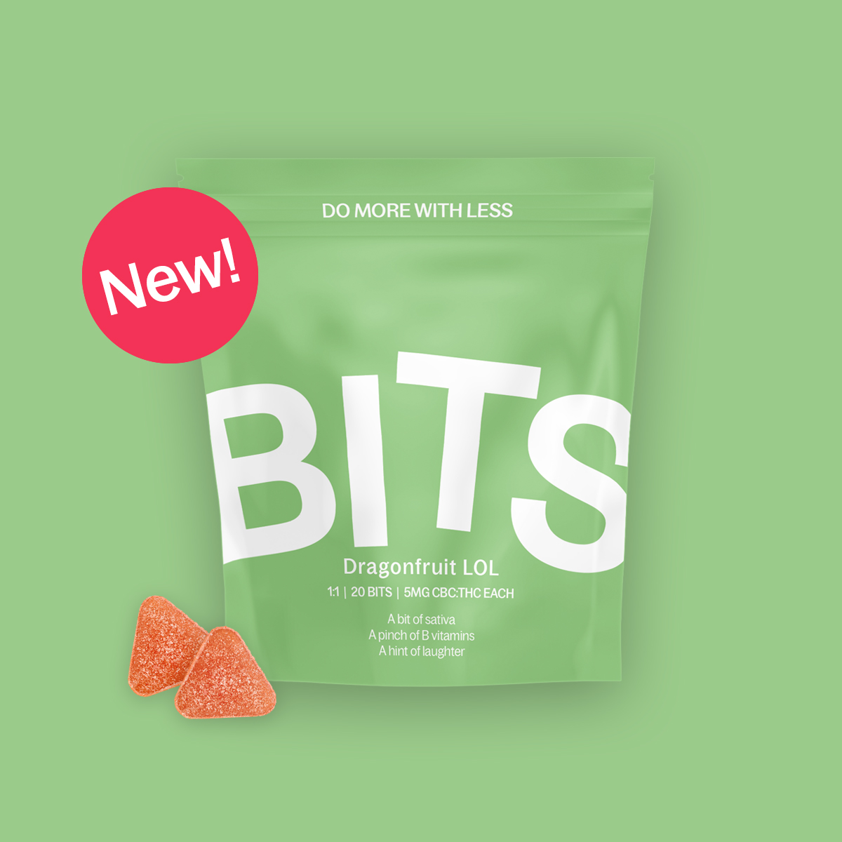 Photograph of product: Bits | Gummies | Dragonfruit LOL 1:1 CBC:TH-oui | 20 x 5mg