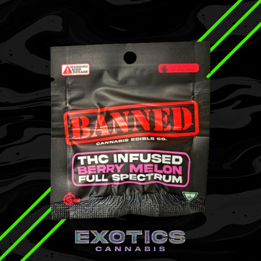 Photograph of product: Banned - Berry Melon Full Spectrum Gummy (Single) 200mg