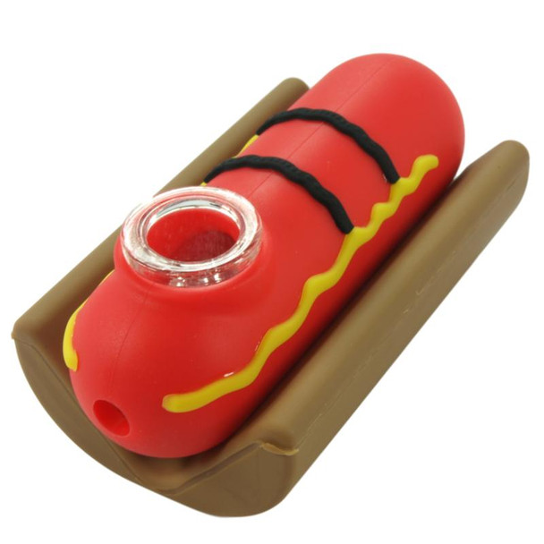 Photograph of product: Silicone Pipe with Glass Bowl | Hot Dog Style