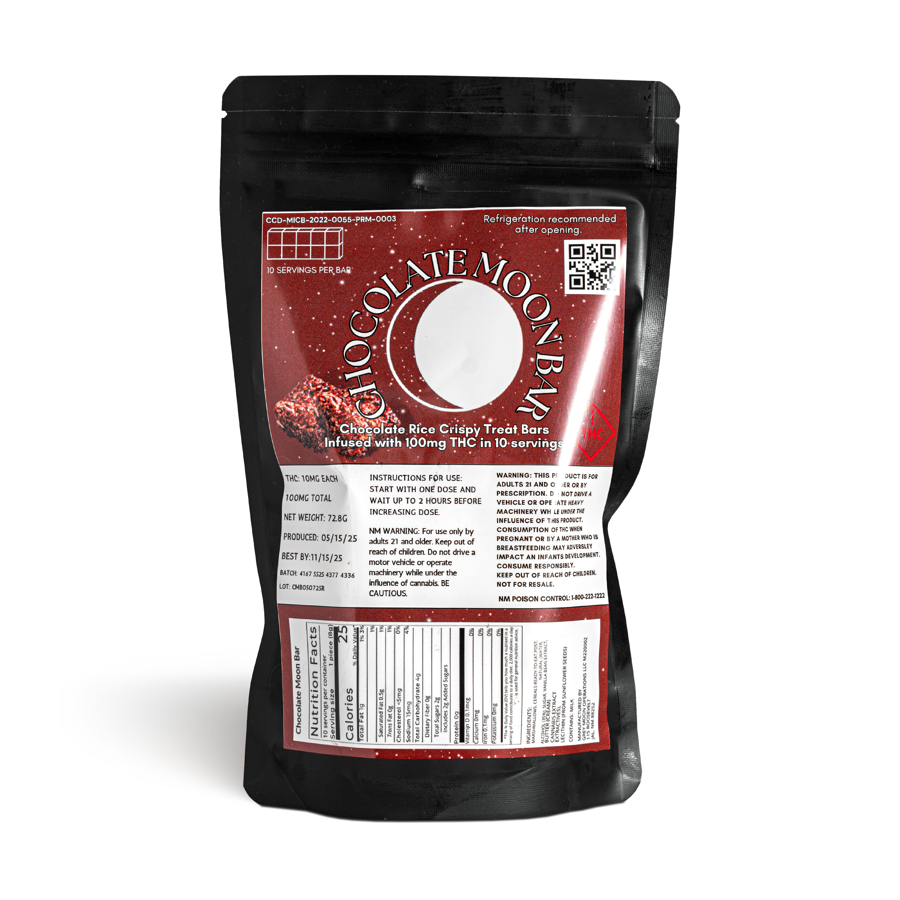 Photograph of product: Chocolate Moon Rice Crispy Bar - 100mg