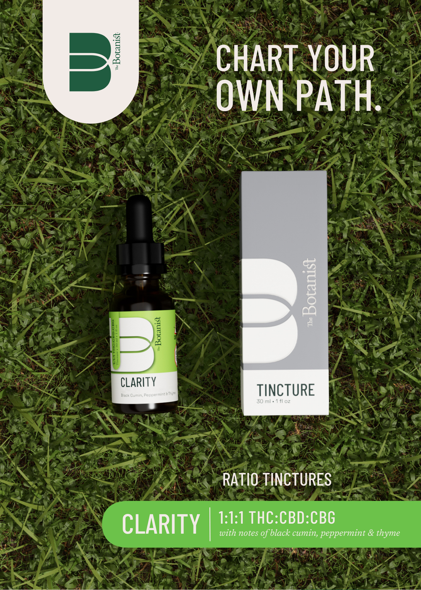 Photograph of product: Clarity 1:1:1 (TH-oui:CBD:CBG) (Hybrid) Tincture 30mL