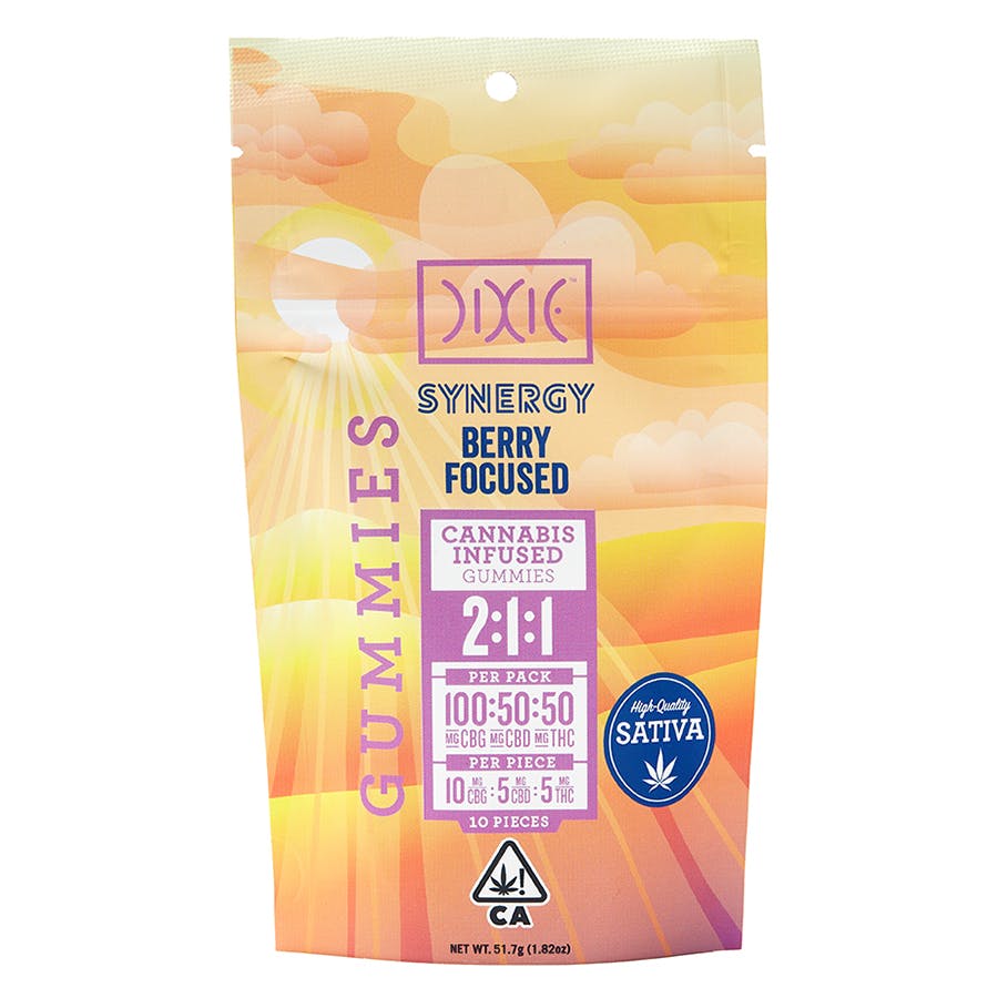 Photograph of product: DIXIE - SYNERGY BERRY FOCUSED 2:1:1 CBG GUMMIES