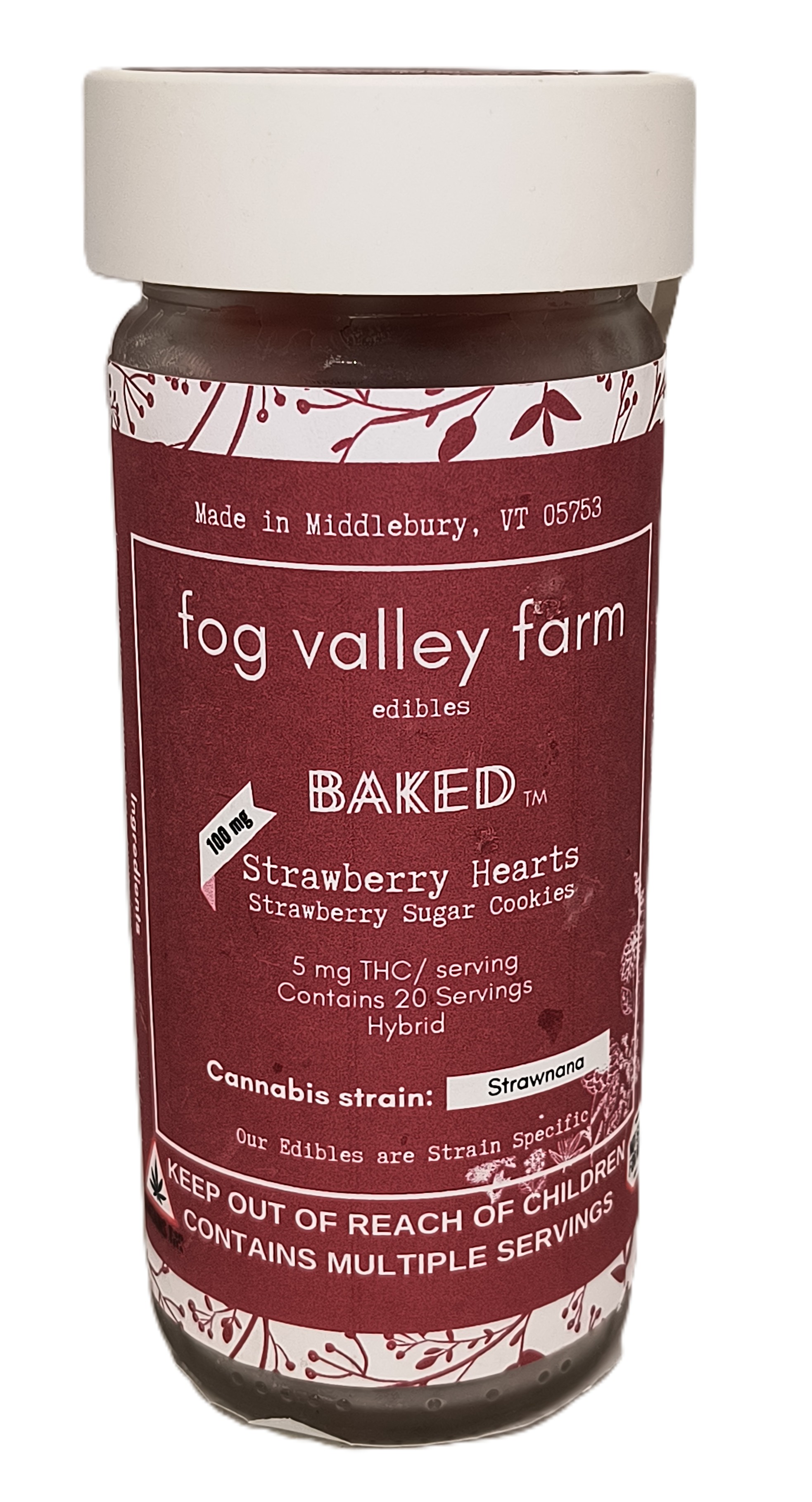Photograph of product: Baked Strawberry Sugar Cookies w/ Cannabutter | 100mg TH-oui | Fog Valley
