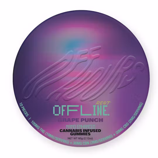 Photograph of product: "Offline" Grape | 10 Pack | Gummies | TH-oui: 100mg