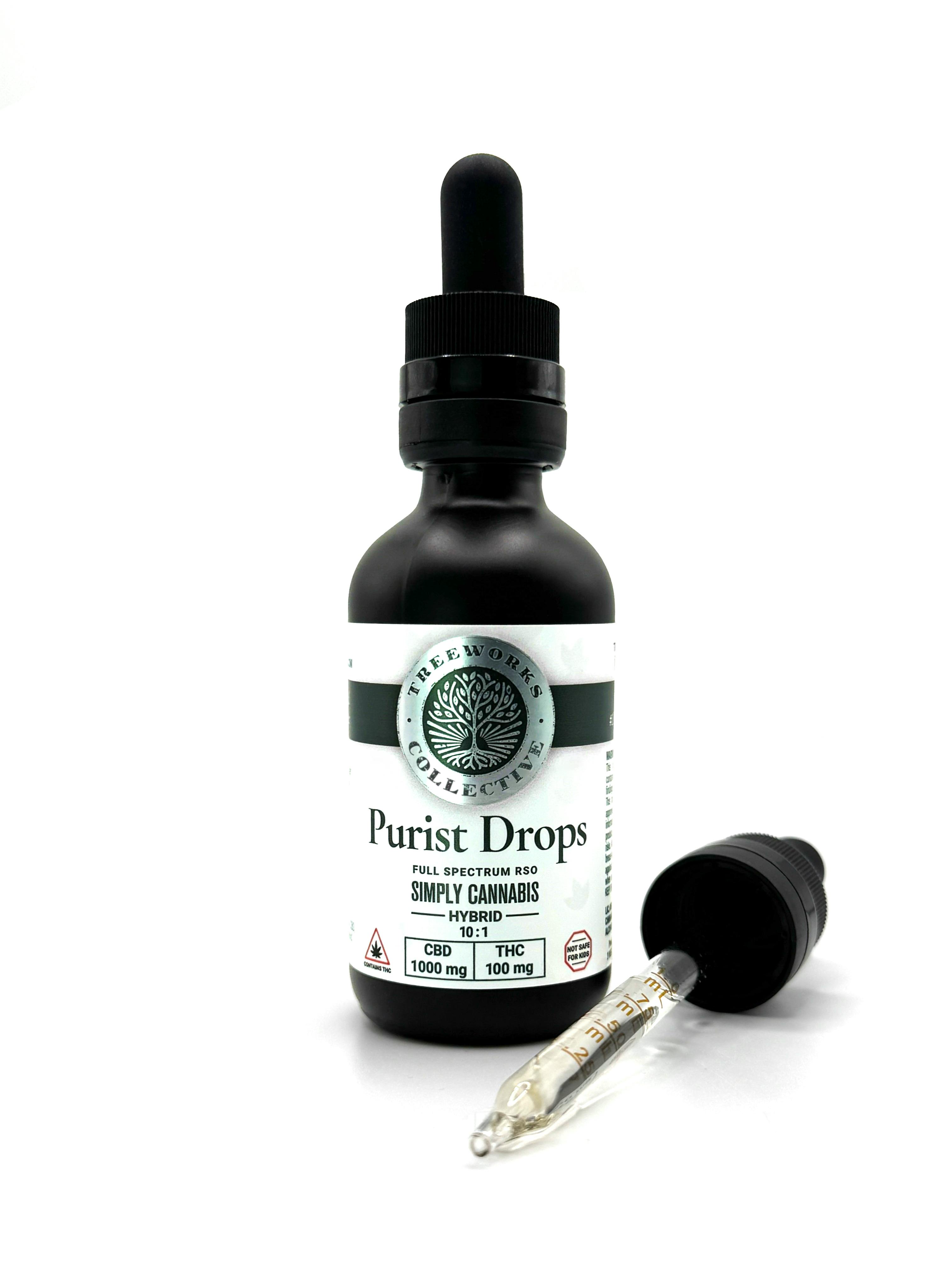 Photograph of product: Treeworks Collective | Purist Drops | Simply Oui'd | Hybrid | Tincture | 10:1 | CBD\TH-oui