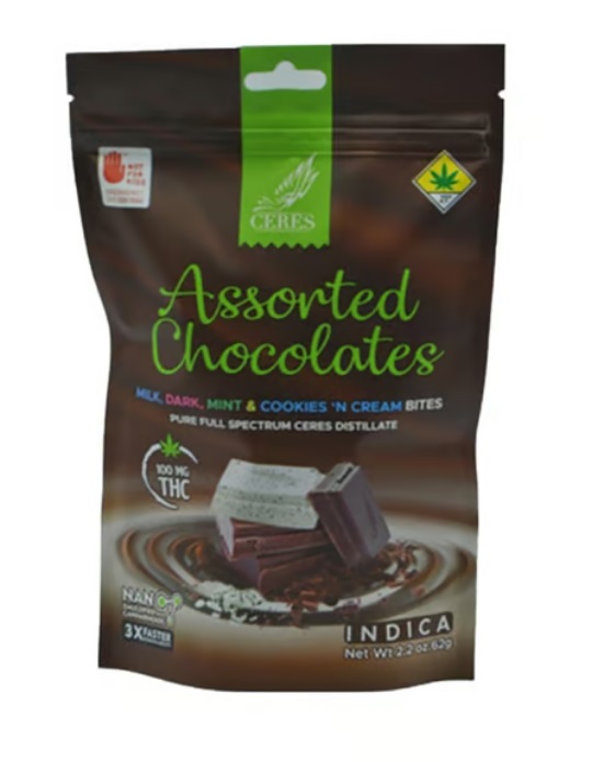 Photograph of product: Ceres Oui'd Assorted Choco Bites 10pk 100mg