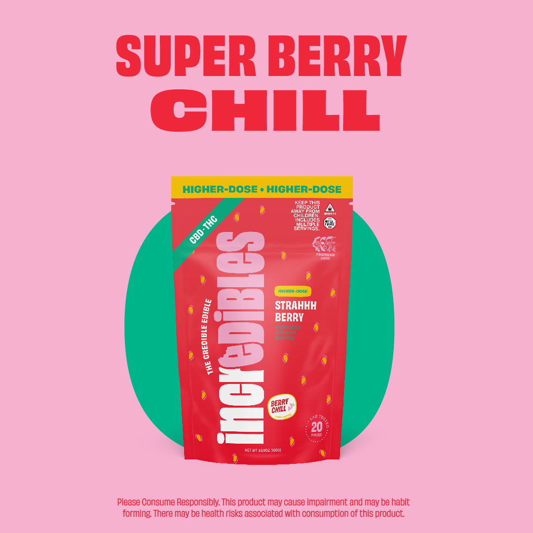 Photograph of product: Incredibles Strahhhberry CBD 1:1 Gummies 25mg 20pc *HIGH DOSE*