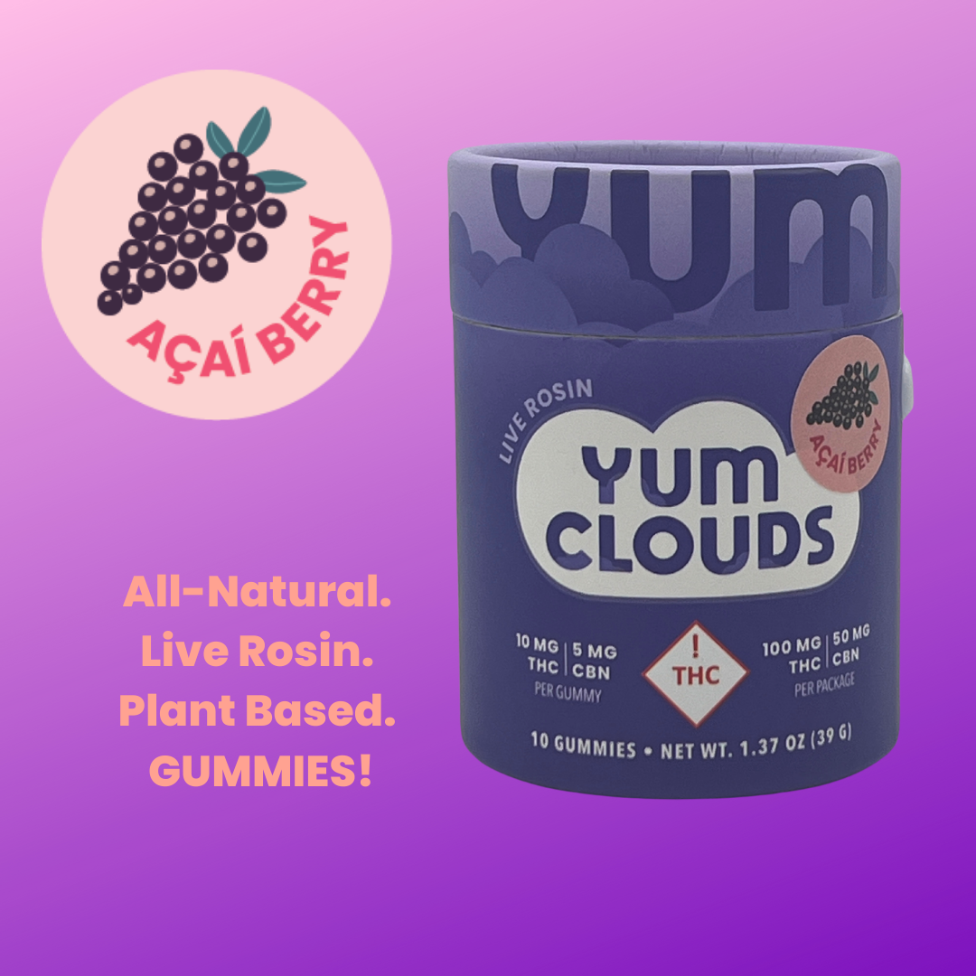 Photograph of Product: Yum Clouds | 2:1 Acai Berry | 10ct Live Rosin Gummies