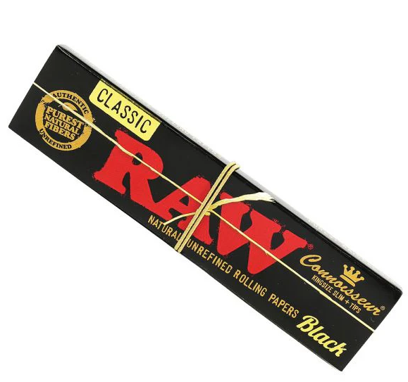 Photograph of product: Classic Black Rolling Papers | Connoisseur King Size Slim + Tips | 32ct